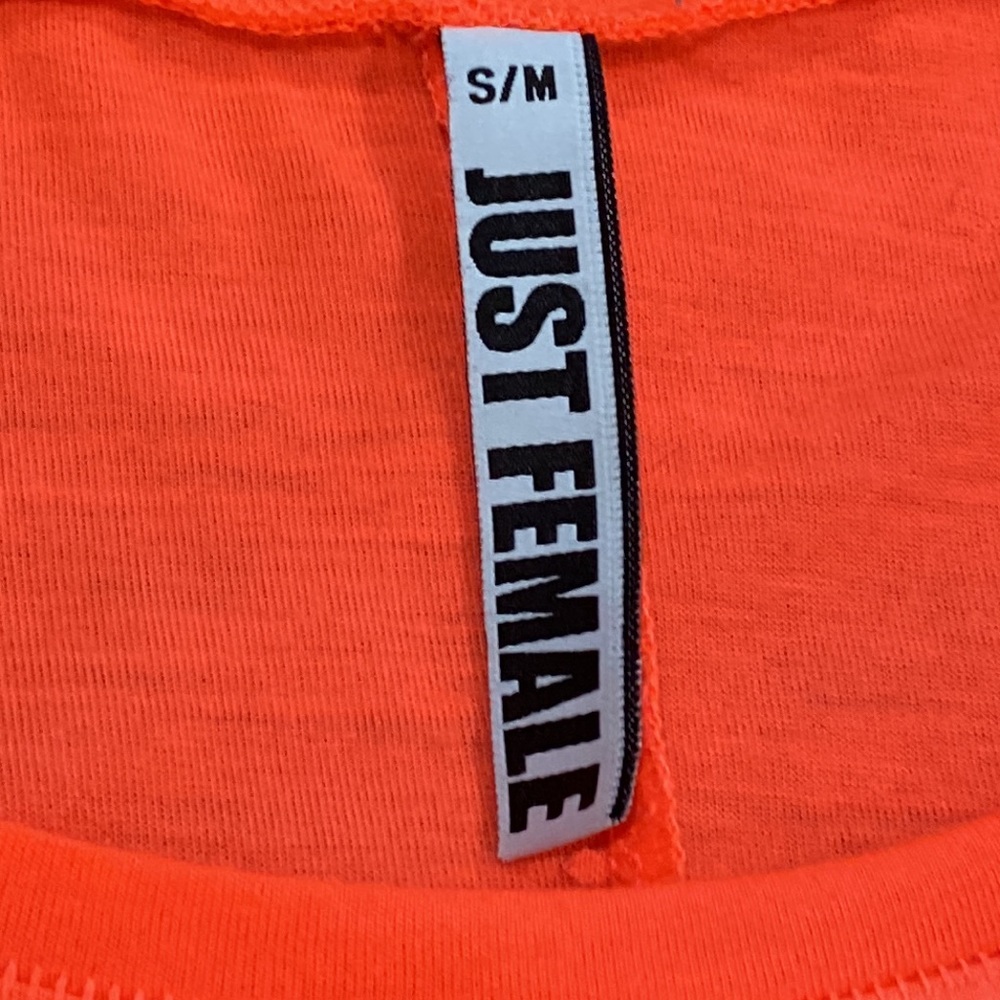 JUST FEMALE Oversized Neon Orange/Pink S/M Tee Shirt - Picture 9 of 11